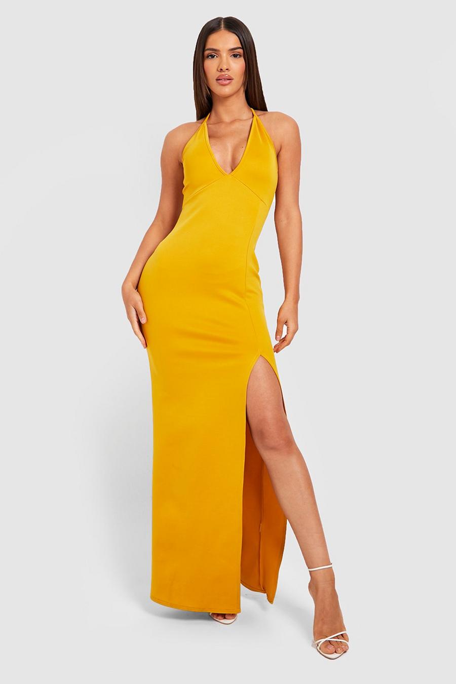 Mustard yellow Scuba Strappy Slip Dress