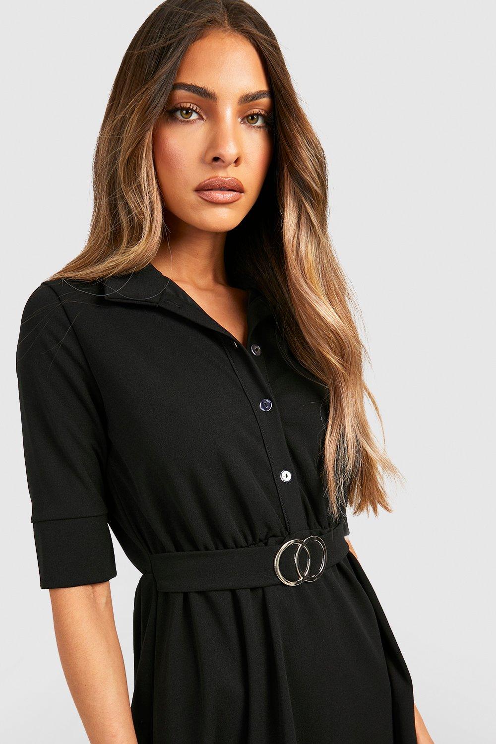 Black shirt outlet dress with belt