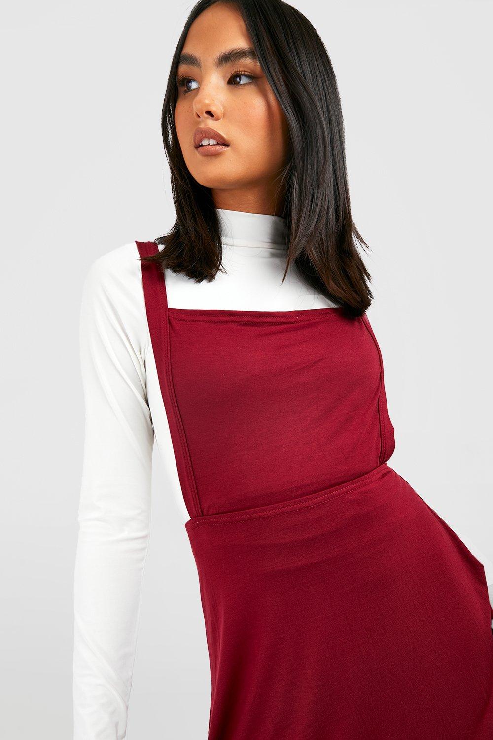 Burgundy pinafore outlet dress womens