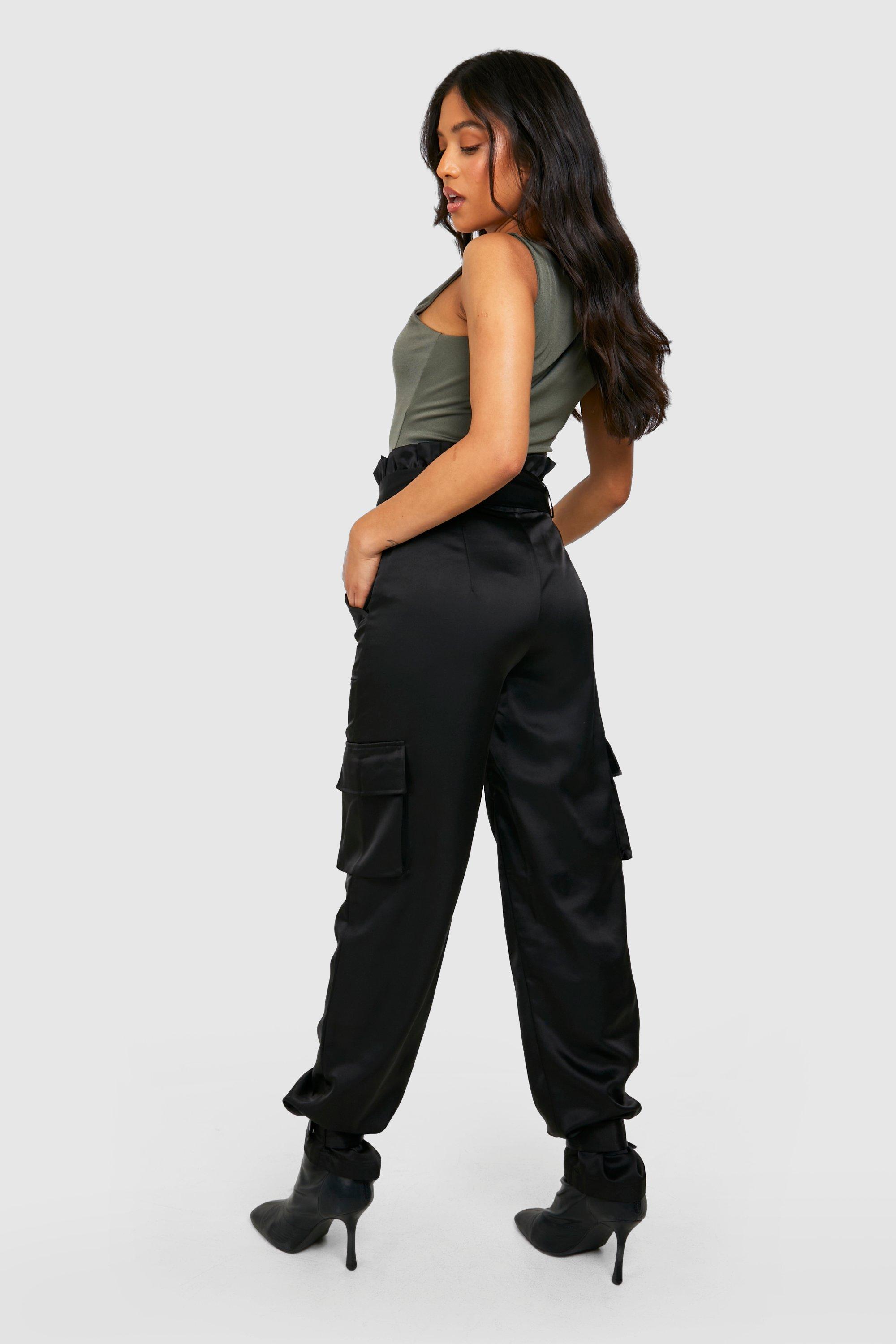 Petite Premium Satin D Ring Cargo Pants