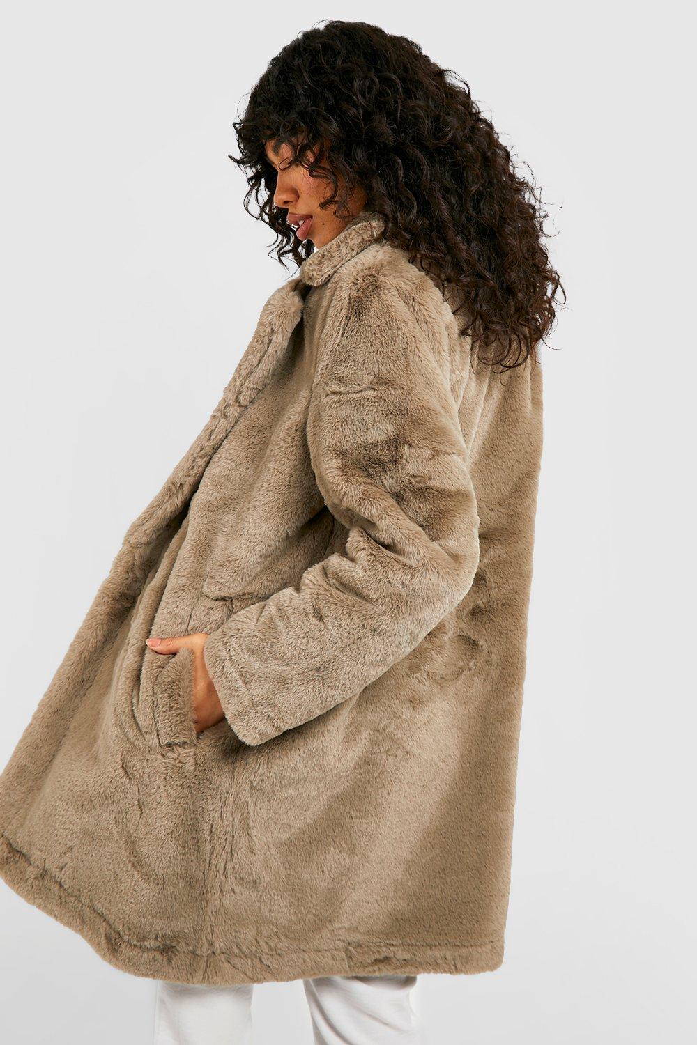 Plus Textured Faux Fur Jacket