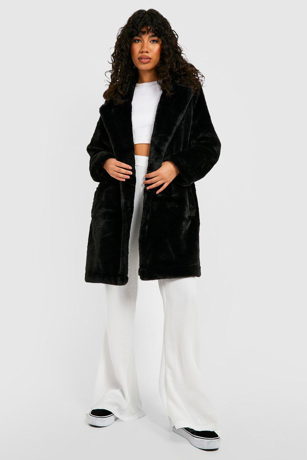 Faux Fur Double Breasted Coat