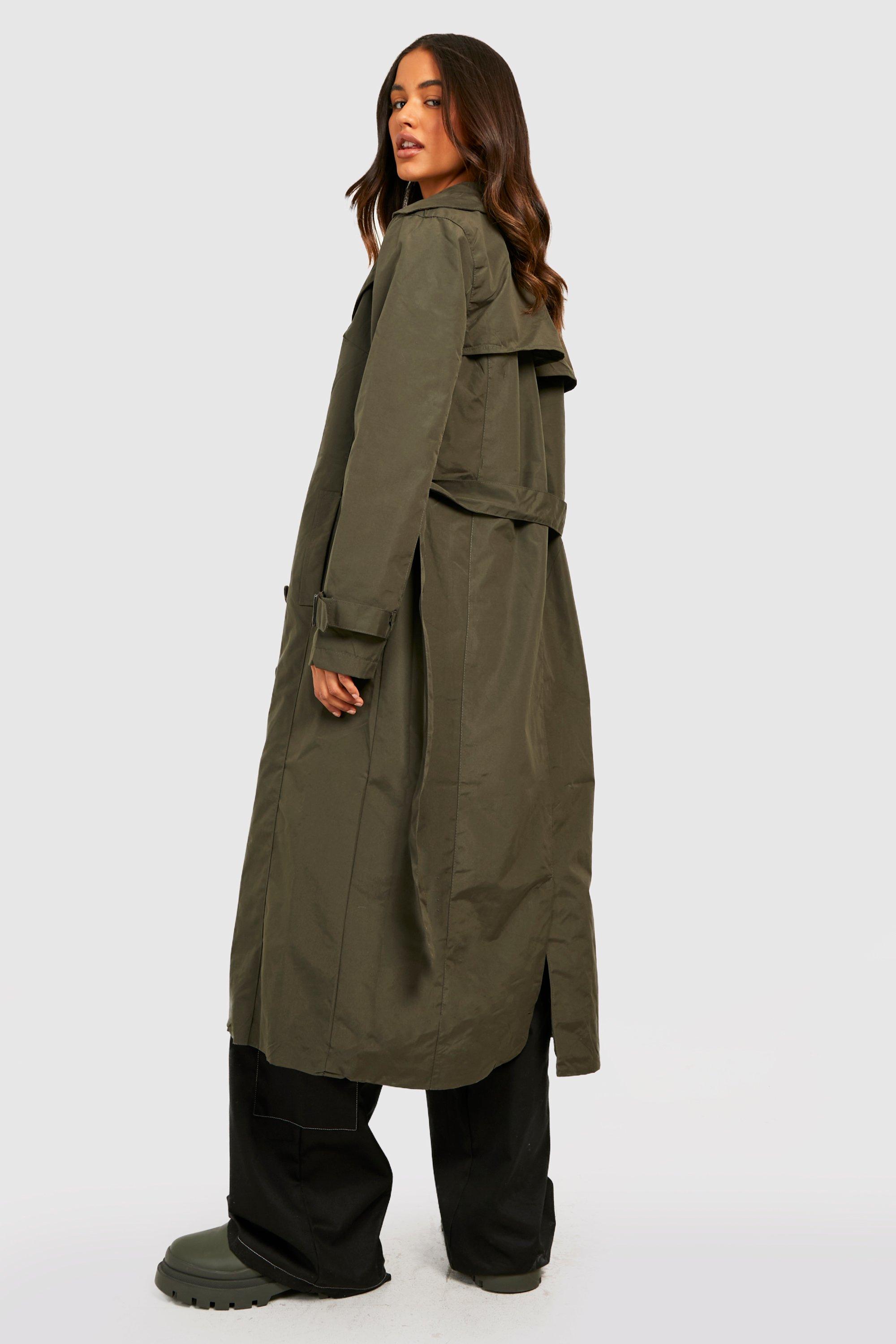 Ingrid Belted Wool Trench Coat - Dark Olive | Baukjen