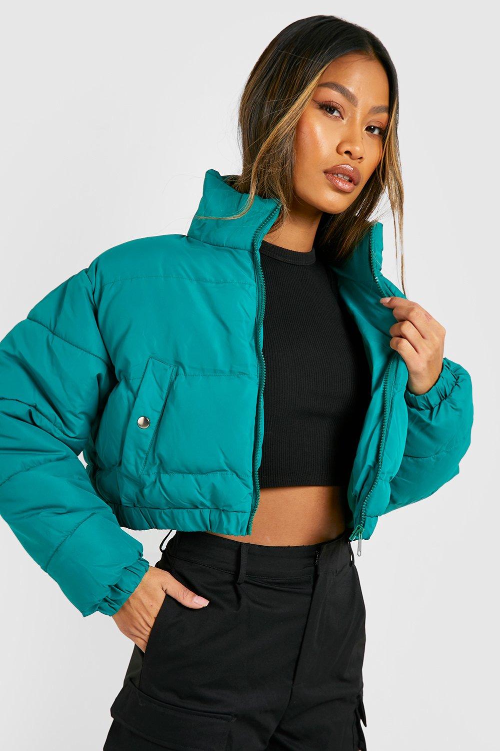 Crop funnel neck puffer sale