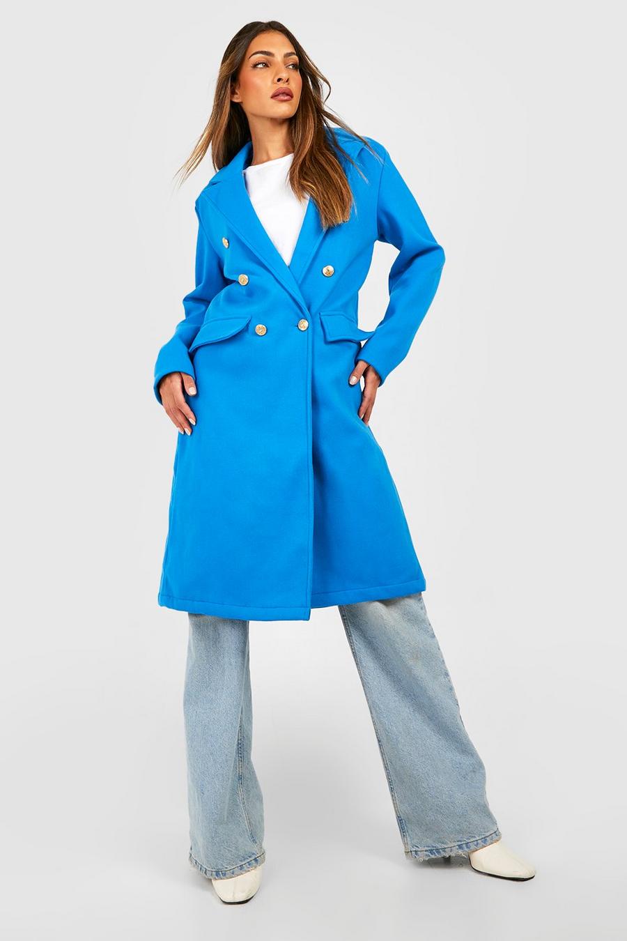 Cobalt Double Breasted Wool Look Coat image number 1