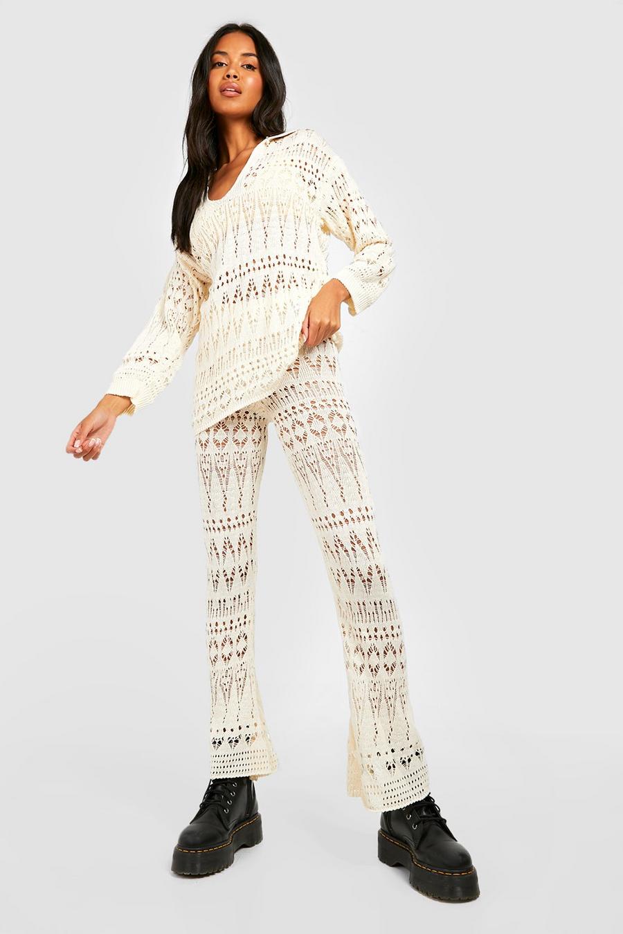 Ecru white Premium Crochet Knitted Set