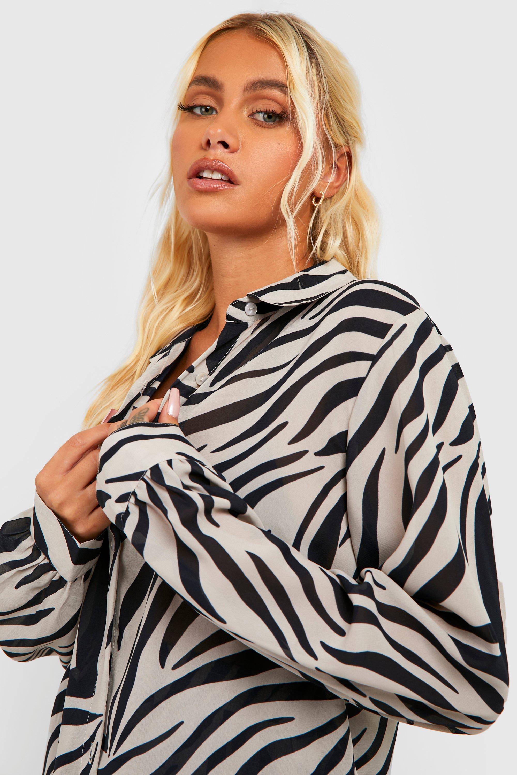 Women Long Sleeve Pleated Zebra Print Shirt and Wide Pants Casual Two-Piece  Set - The Little Connection