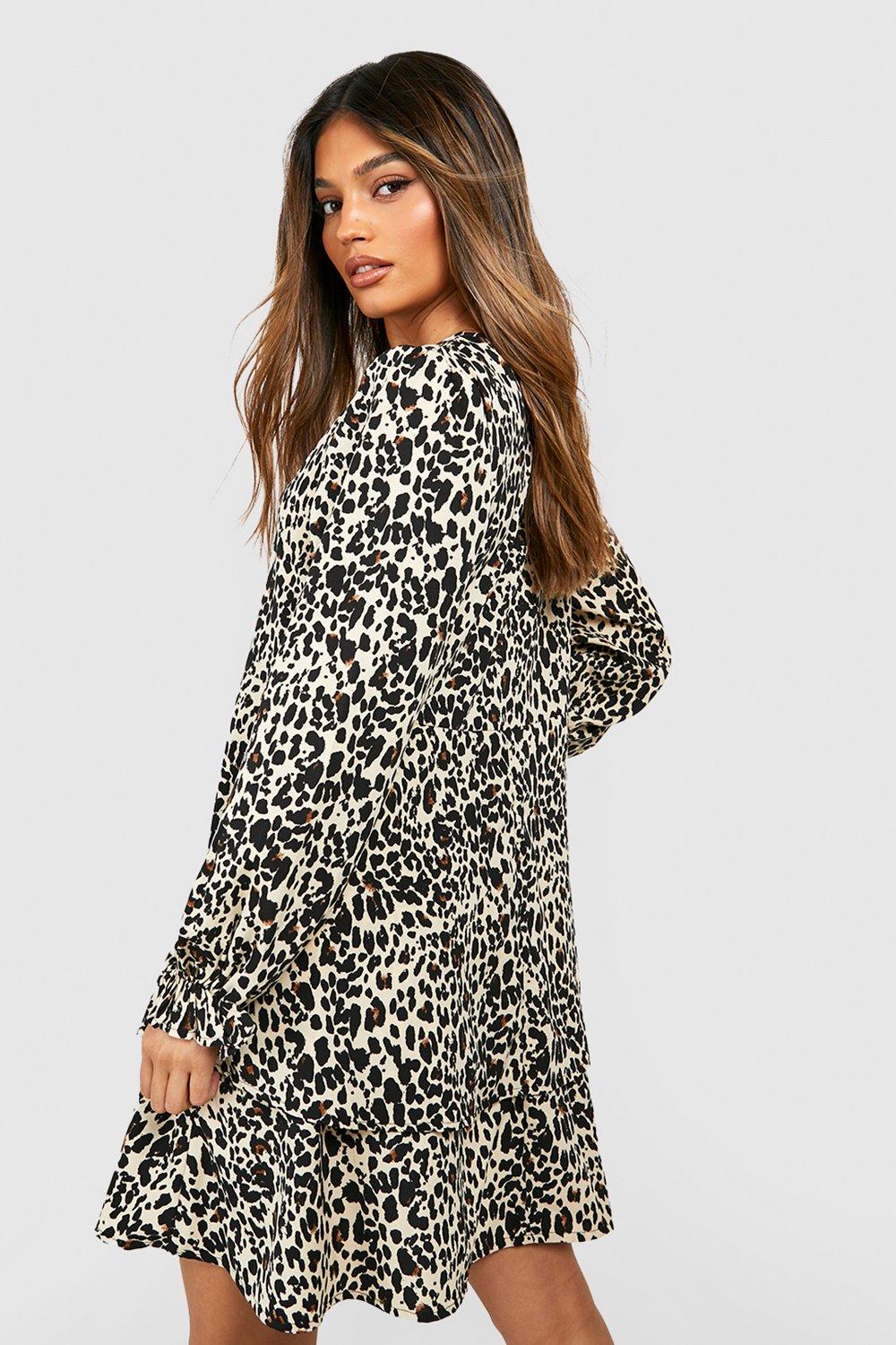 Leopard print shop strappy shift dress