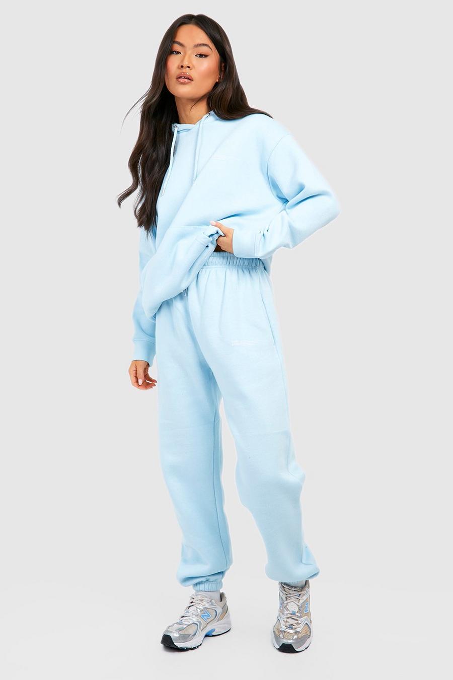 Light blue Text Print Hooded Tracksuit 