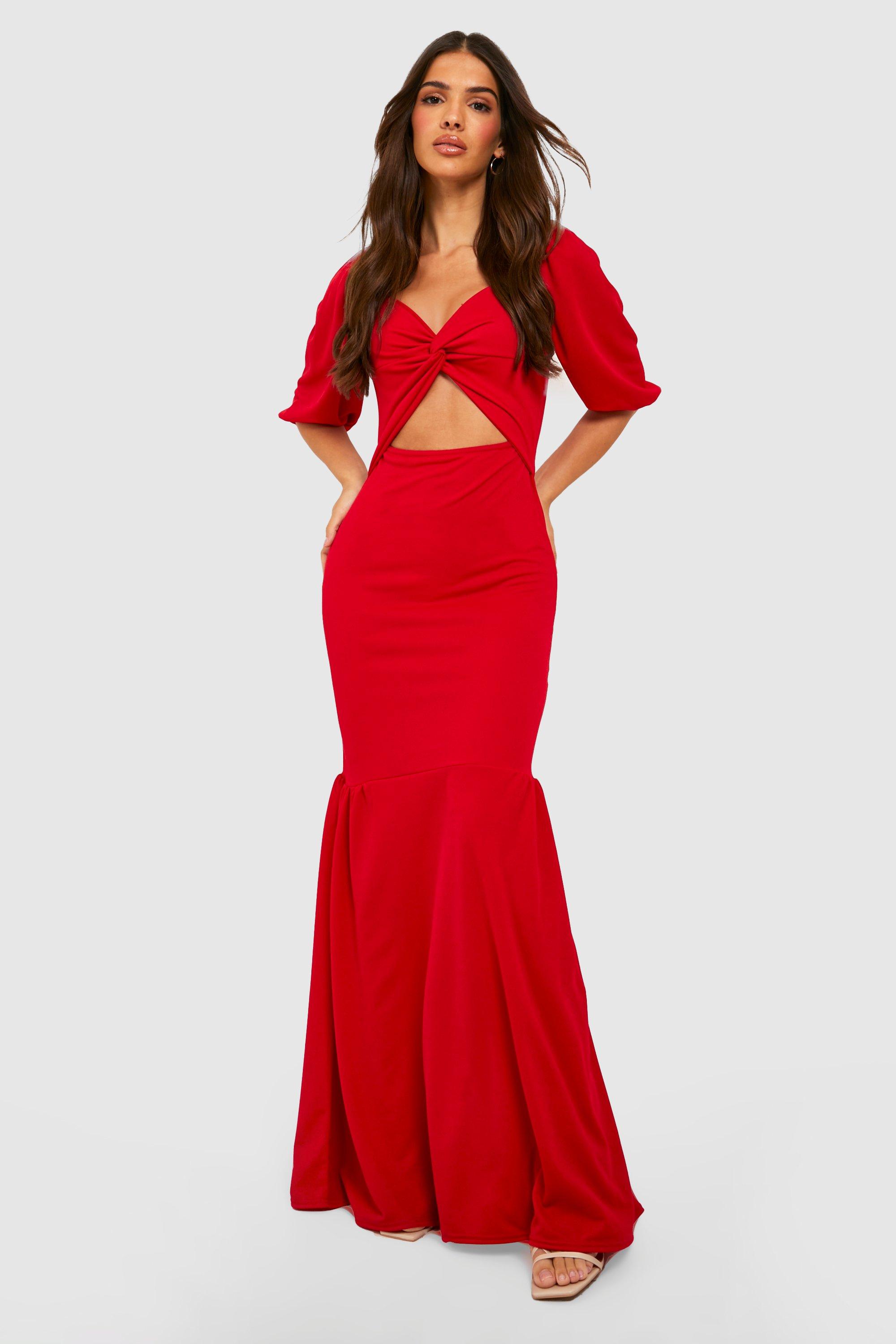 boohoo red prom dress