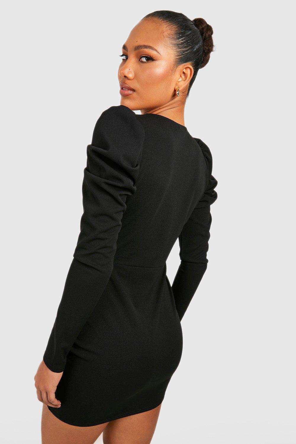 black basic jersey belted blazer dress