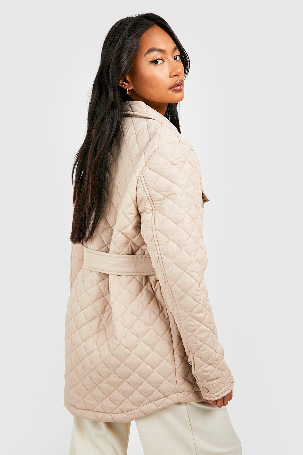 Belted quilted outlet jacket