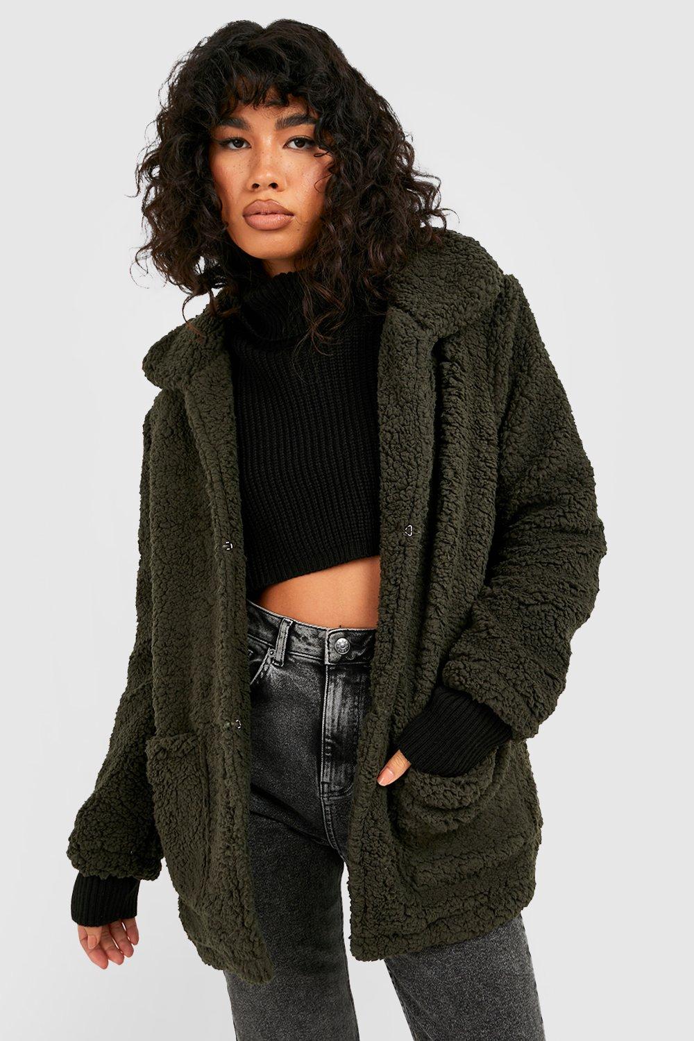 Khaki green clearance teddy bear coat