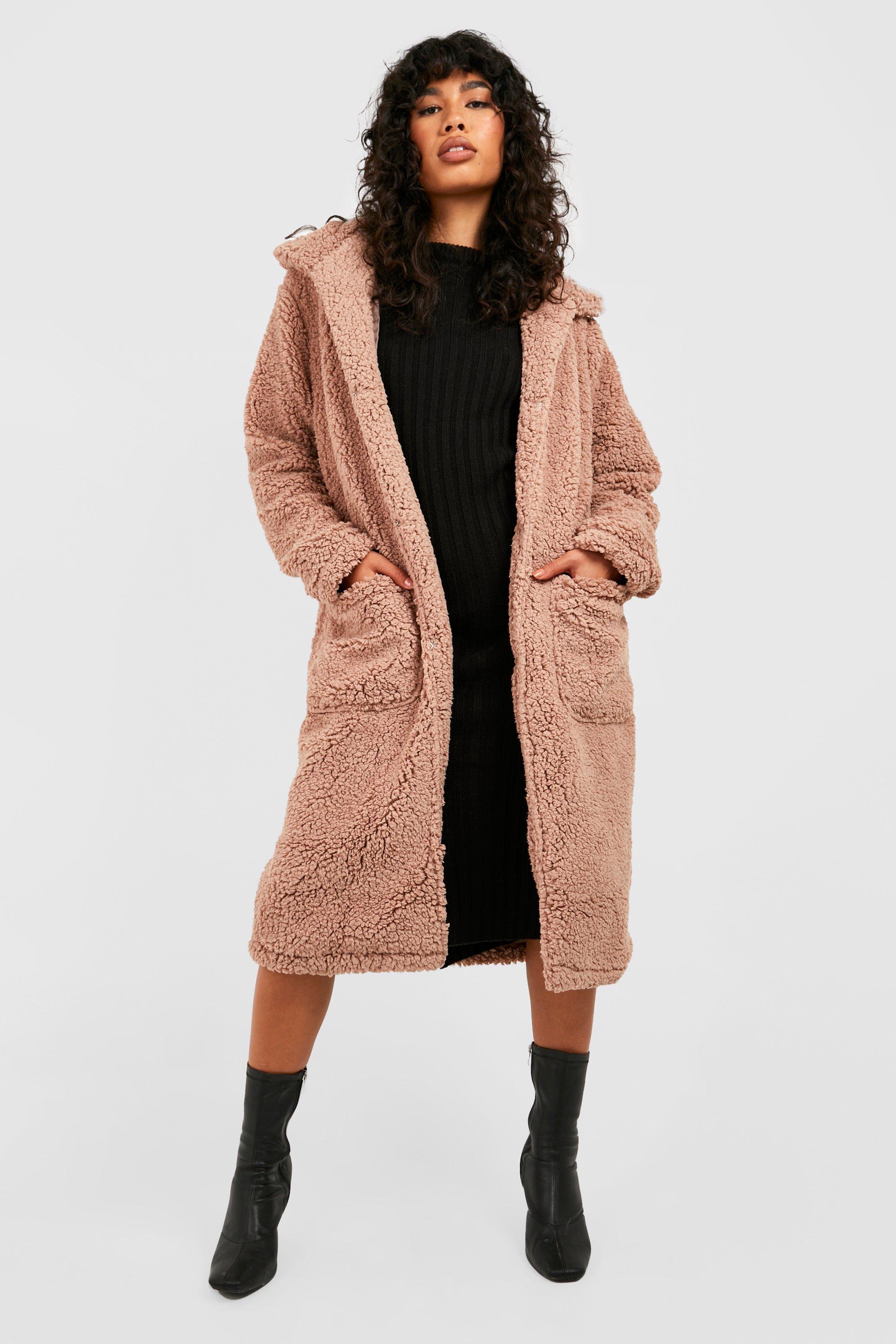 Women's Longline Teddy Faux Fur Coat