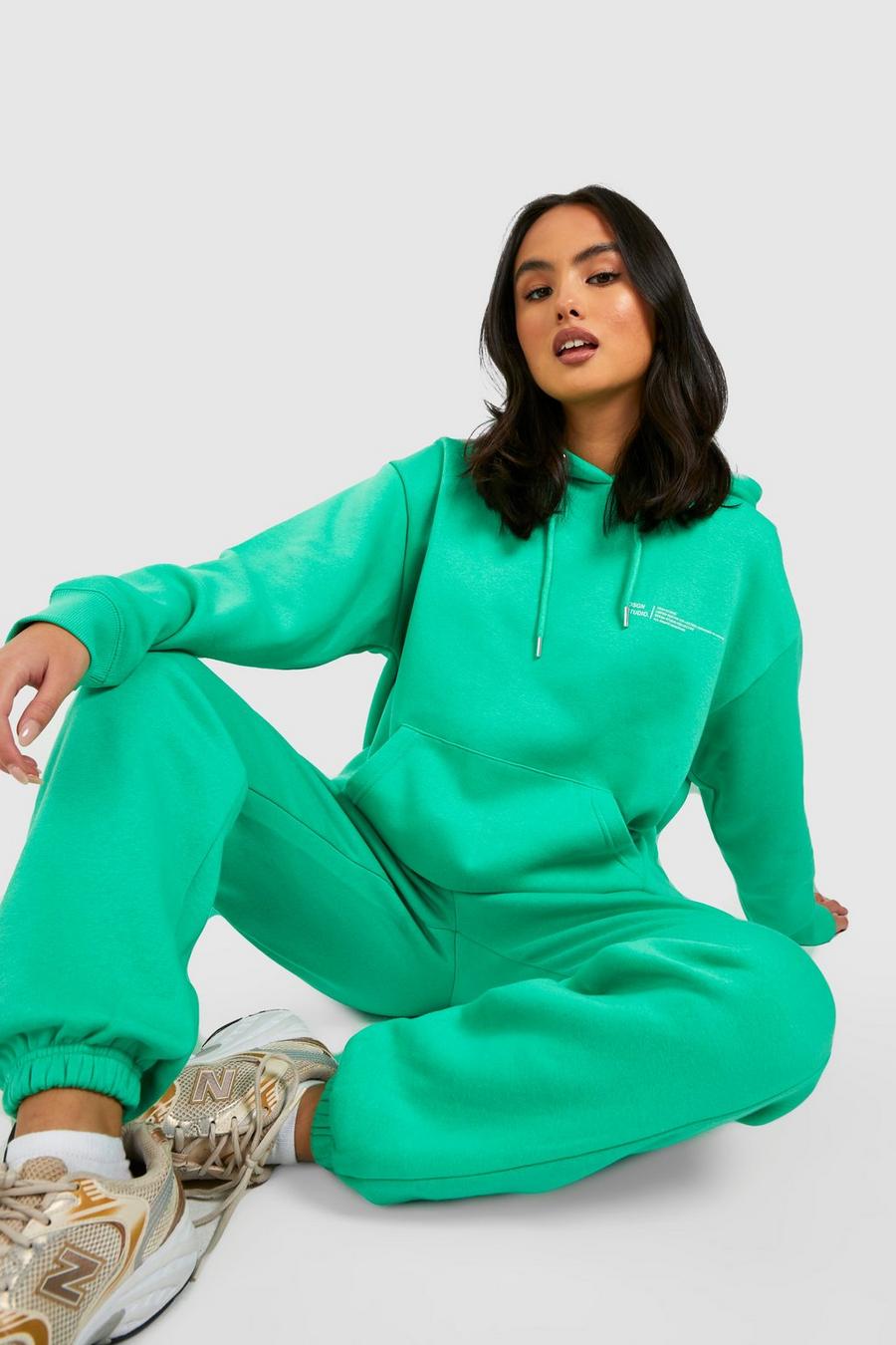 Green Dsgn Studio Text Print Hooded Tracksuit  image number 1