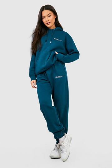 Text Print Hooded Tracksuit petrol