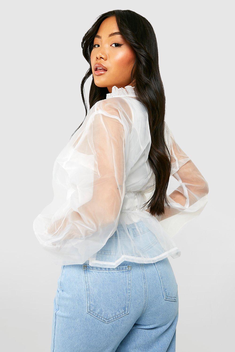 Petite Geplooide Organza Blouse