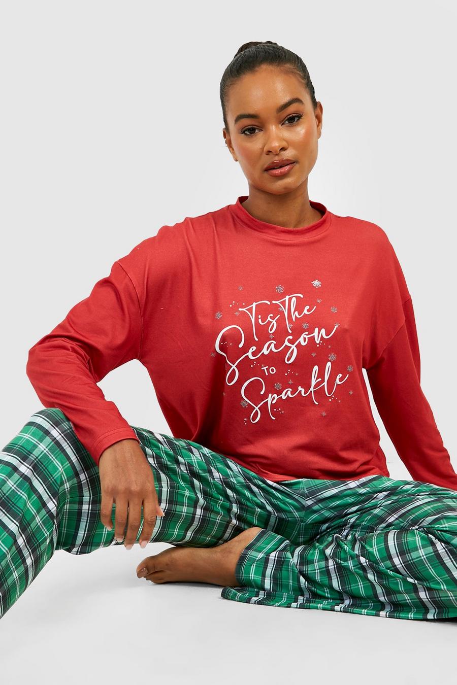 Red rouge Tall Sparkle Print Long Sleeve Pj Set