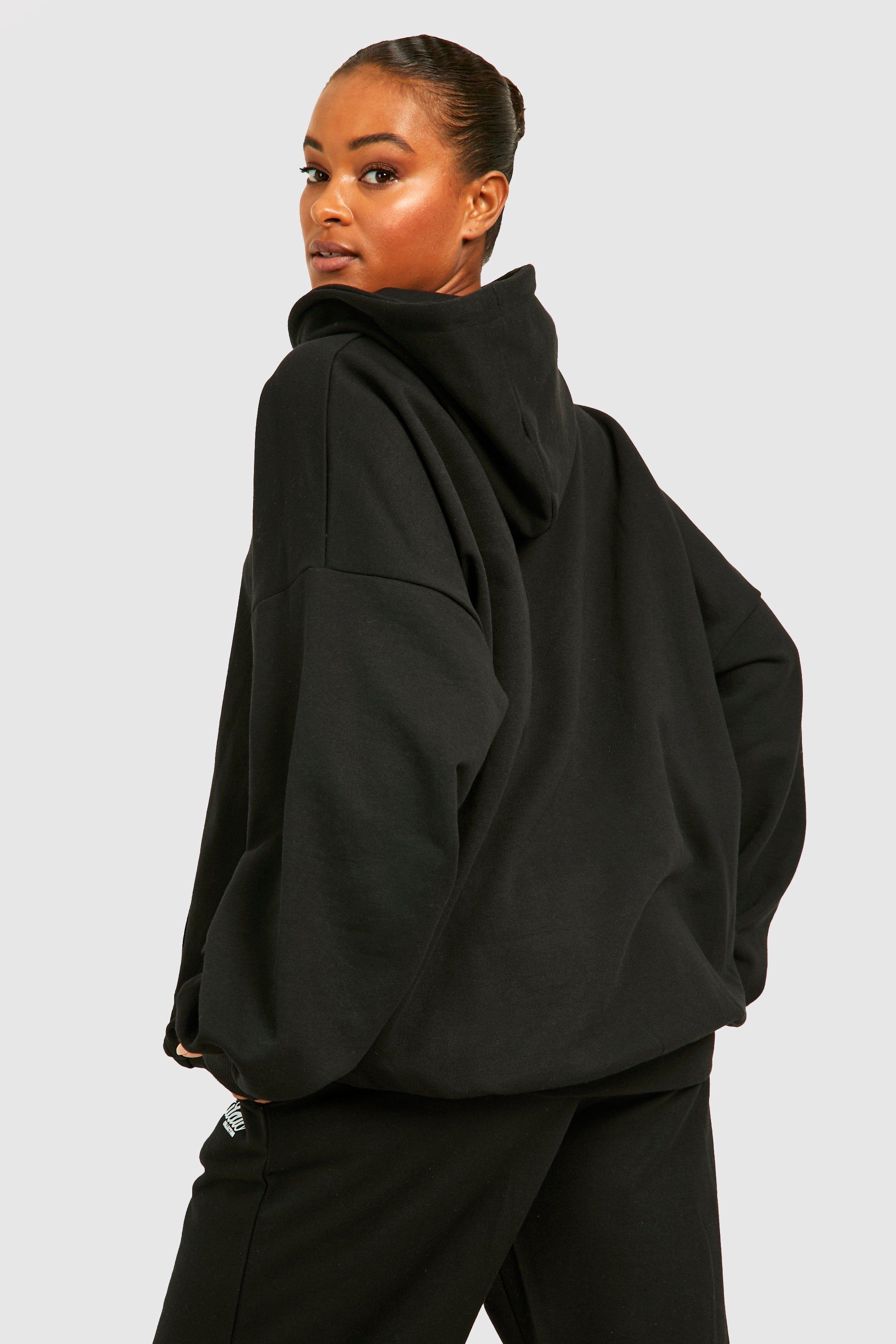 Womens Black Tall Thick Hem Super Oversized Hoodie | Boohoo UK