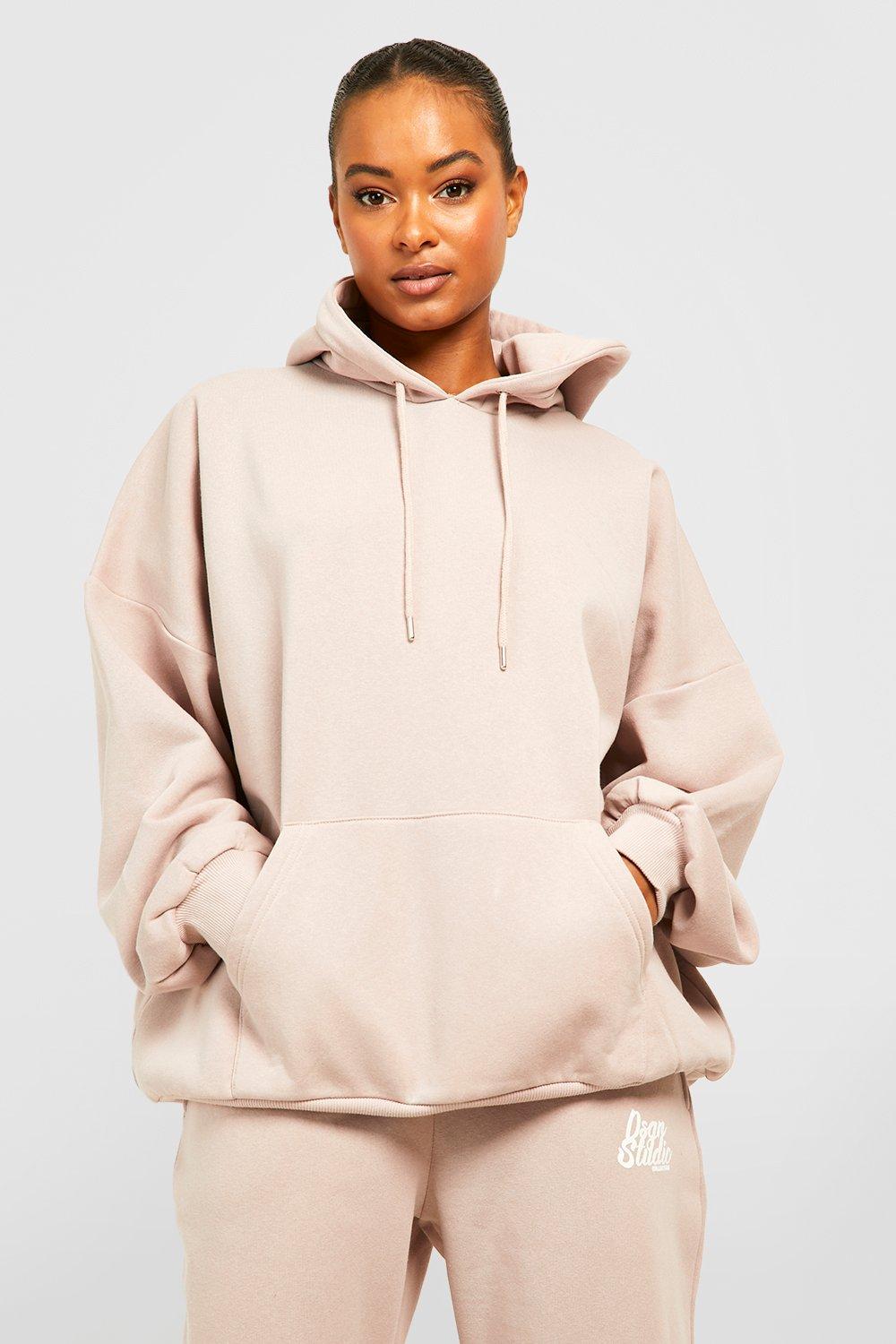 Bone Tall Thick Hem Super Oversized Hoodie