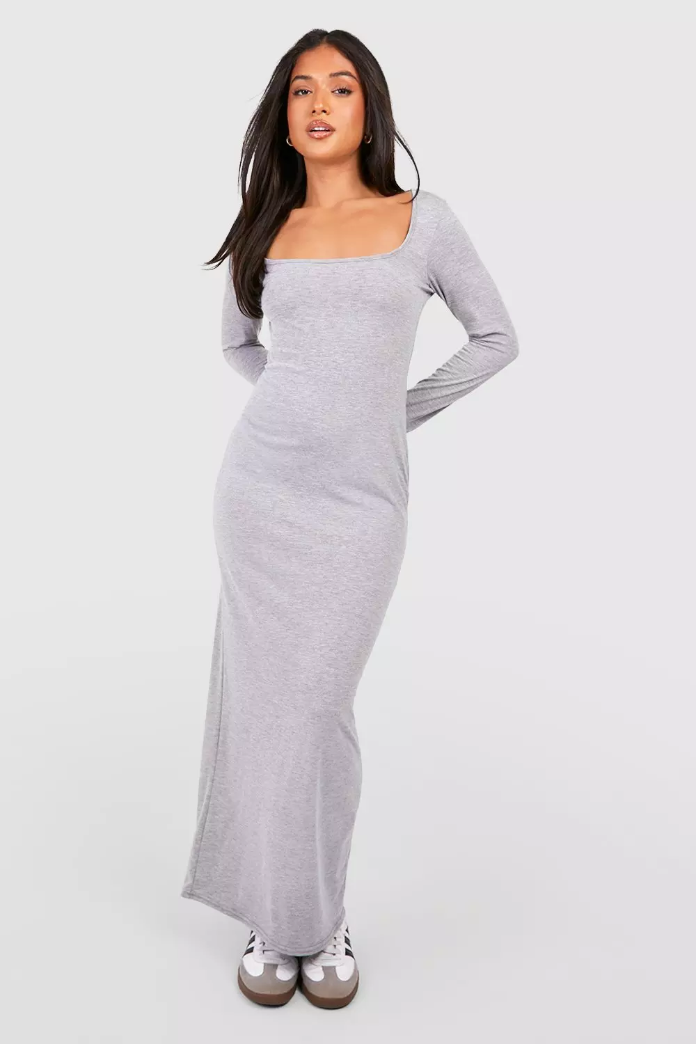 Petite grey hot sale maxi dress