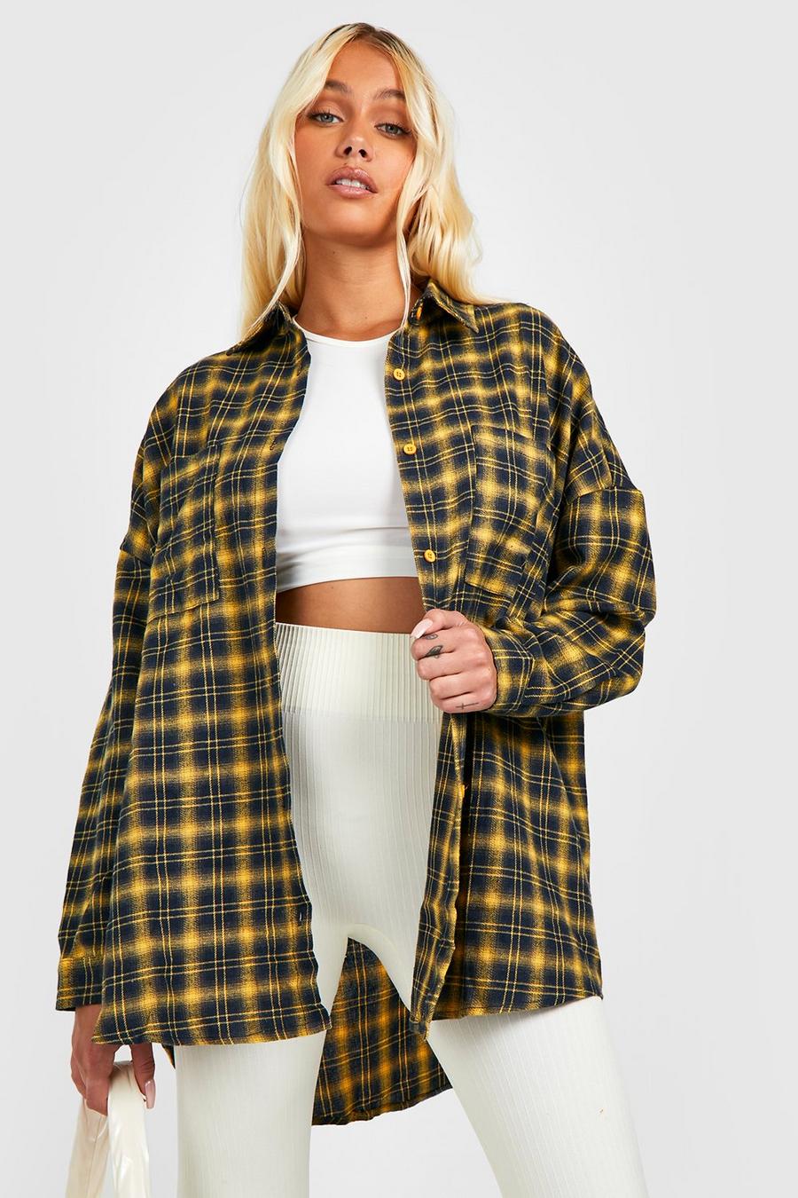 Mustard giallo Oversized Check Shirt  image number 1