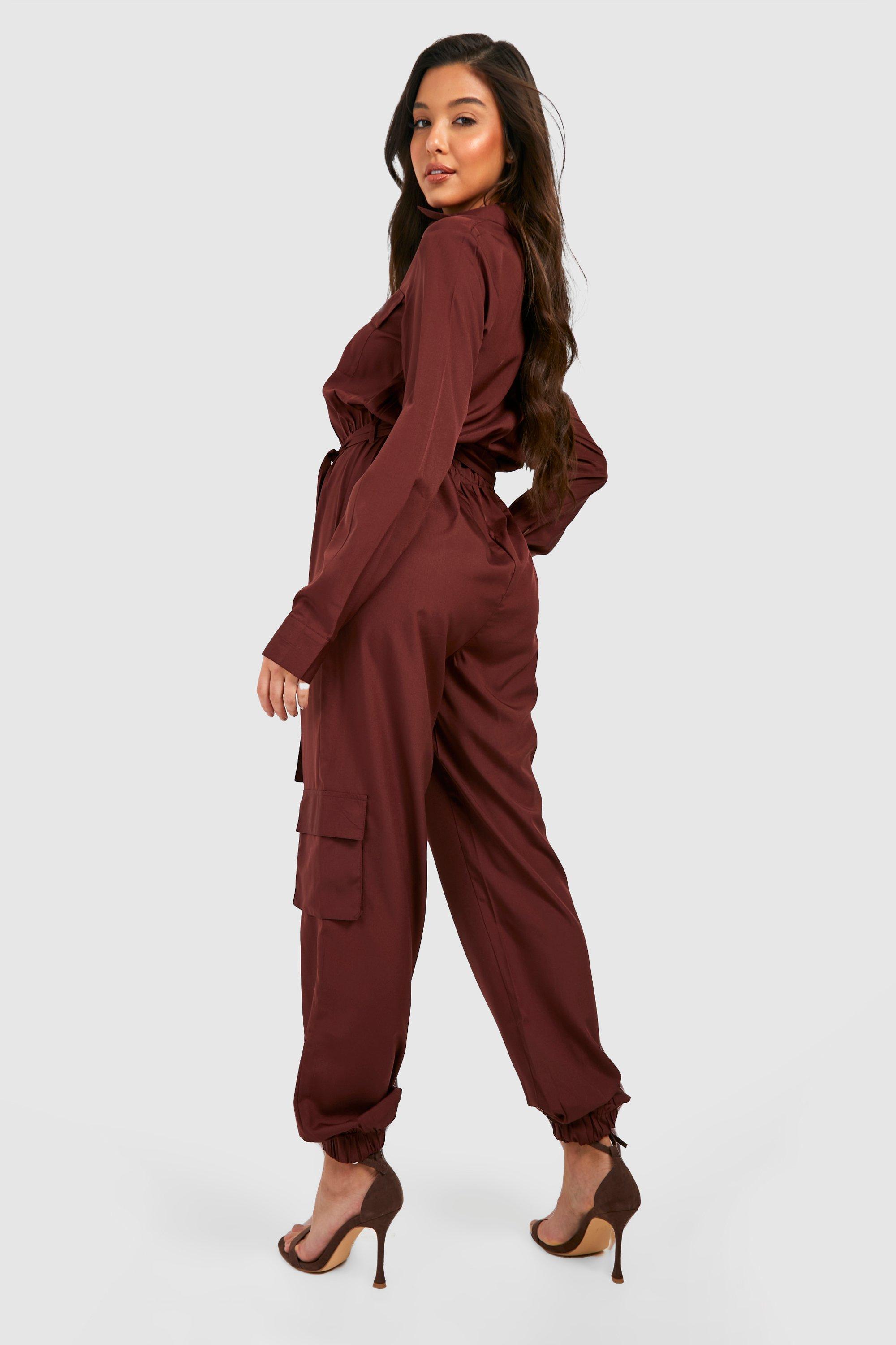 Red store utility jumpsuit