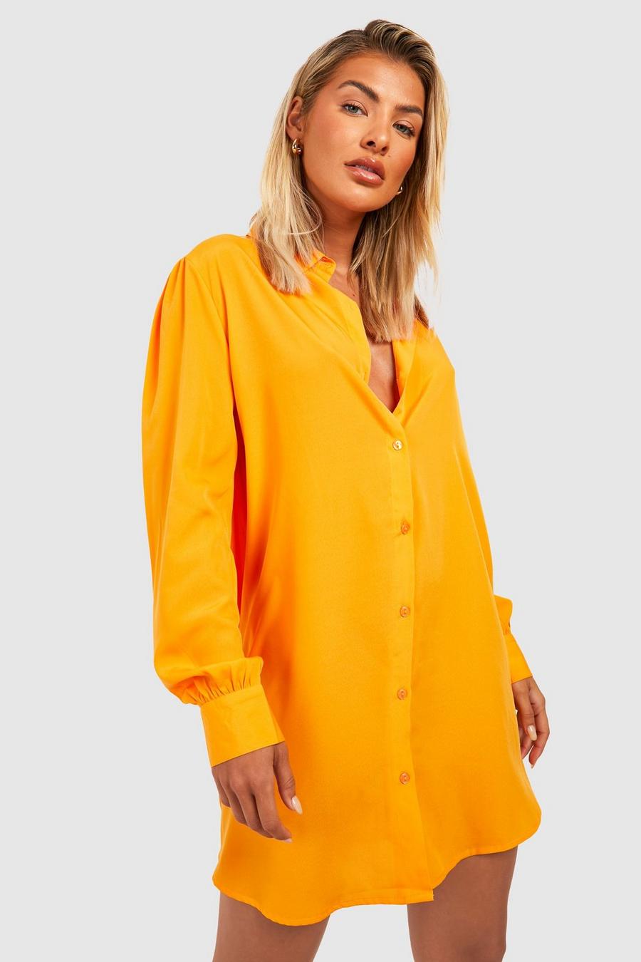 Orange Button Through Shirt Dress image number 1