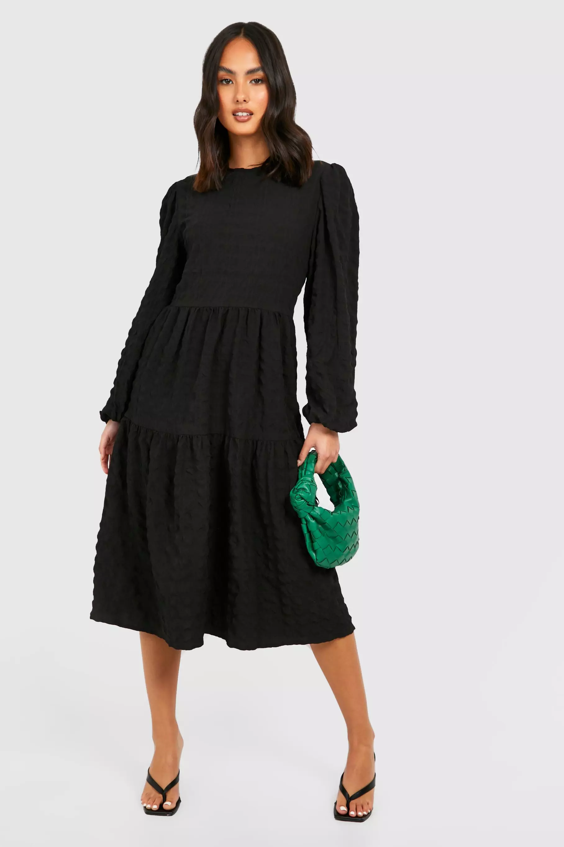 Tiered smock midi hot sale dress