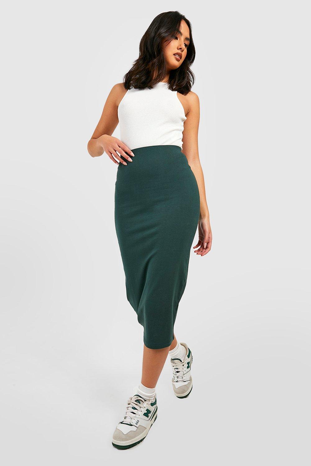 Cotton high waisted midi skirt hotsell