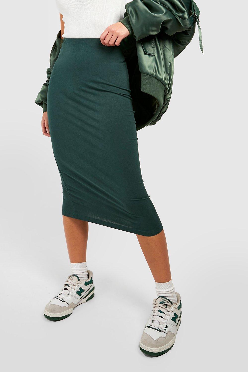 Cotton high shop waisted midi skirt