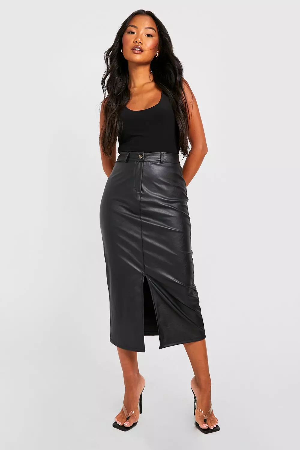 Petite midi split outlet skirt