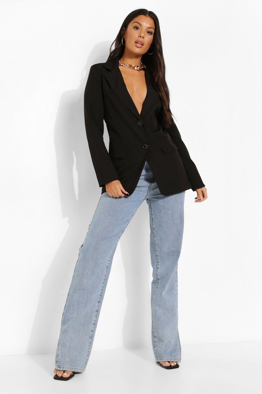 Ladies black fitted blazer best sale