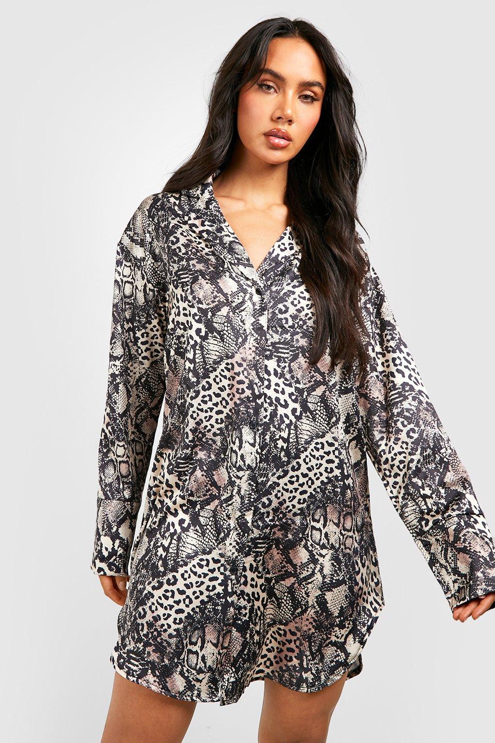 Snake print shirt dress boohoo online