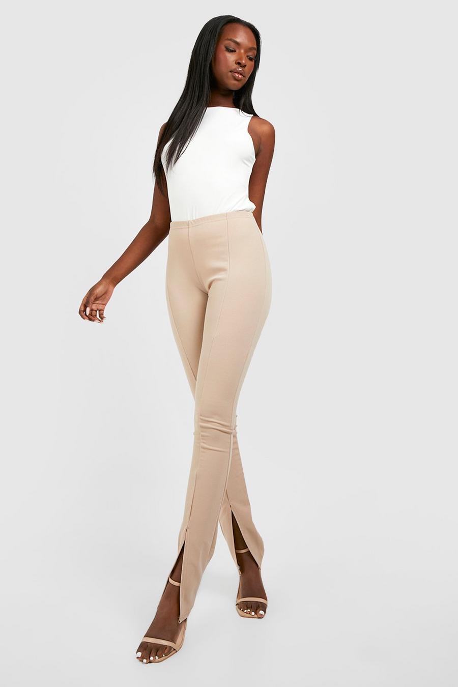 Stone High Waisted Split Front Skinny Flared Pants image number 1