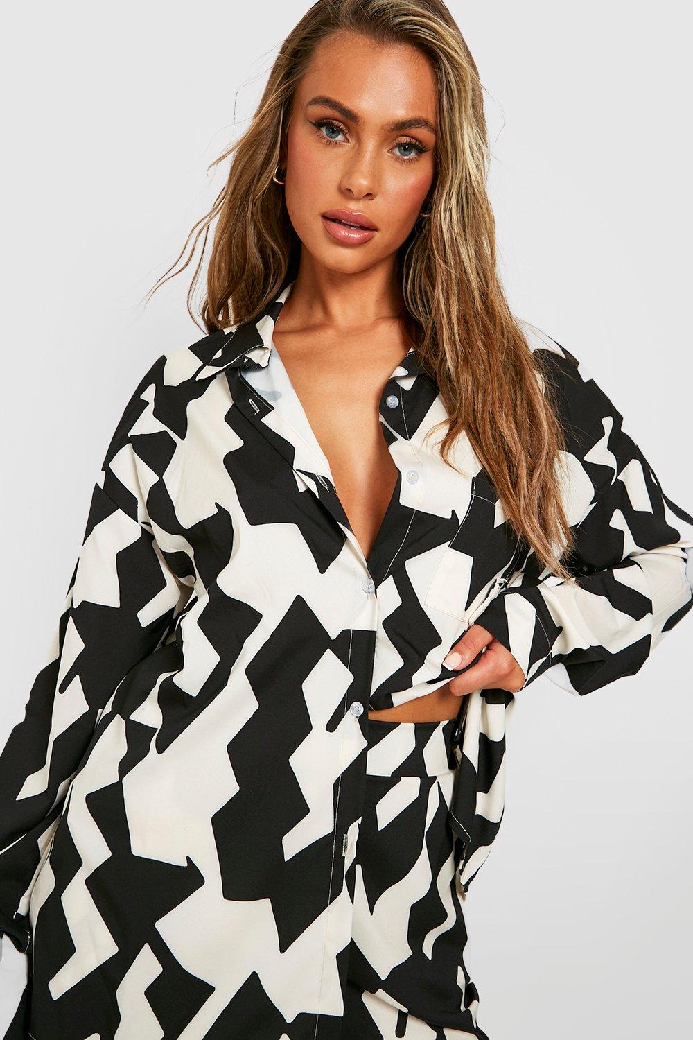 Black Abstract Print Relaxed Fit Shirt