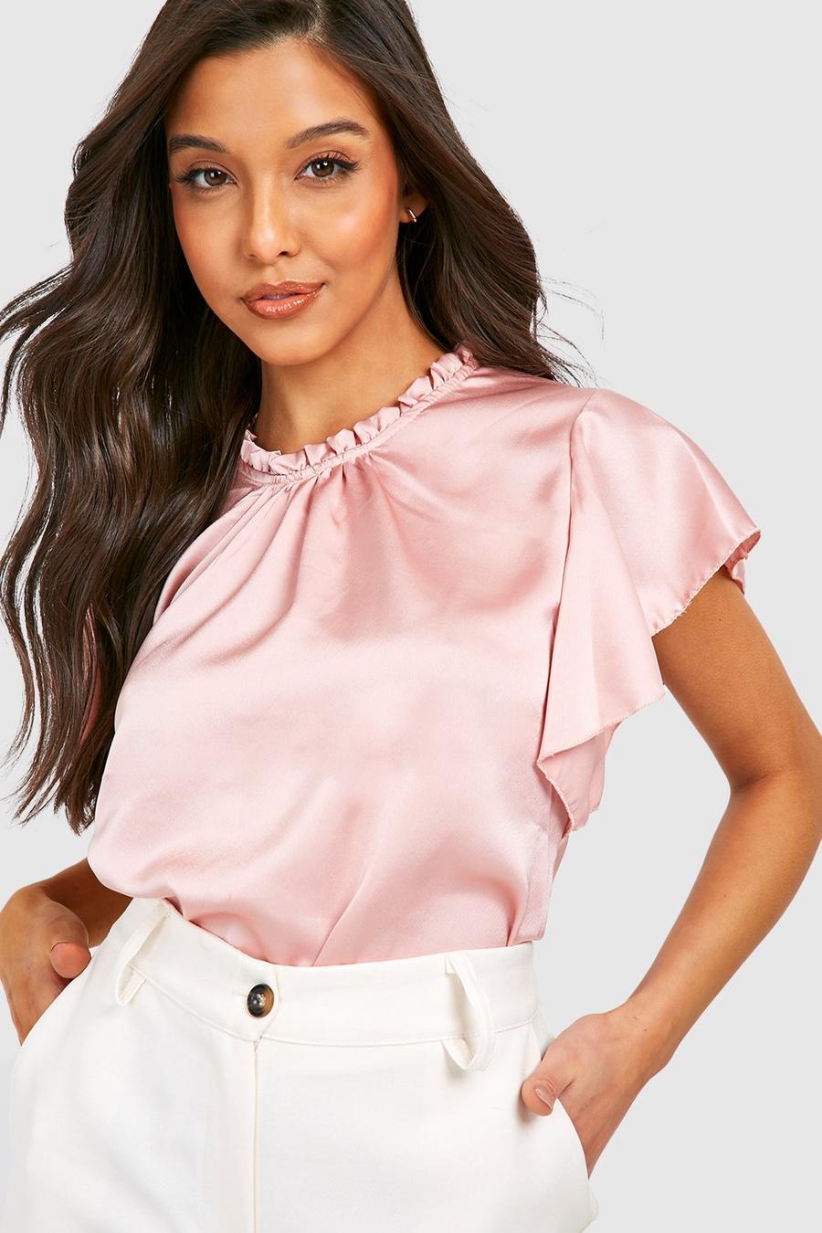 Nude Satin Flared Sleeve Blouse  image number 1