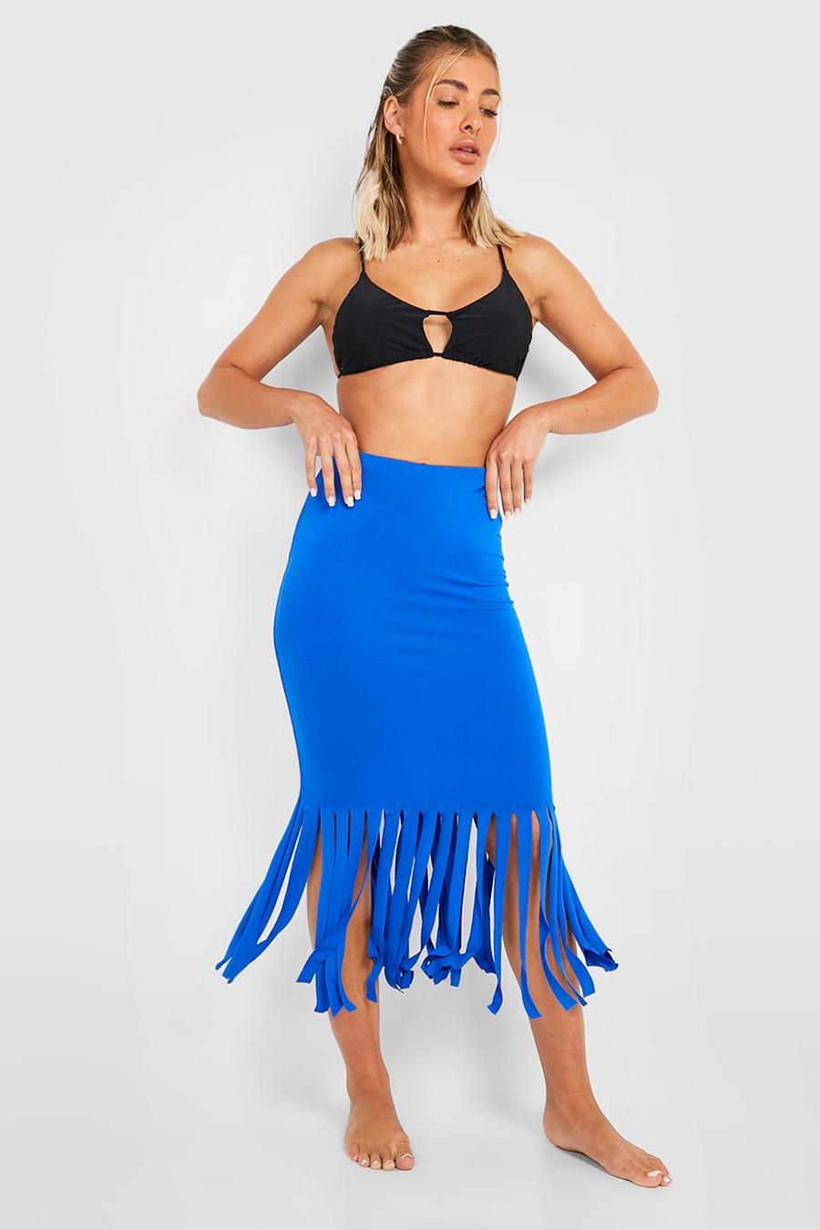 Cobalt blue Midaxi Tassel Beach Skirt