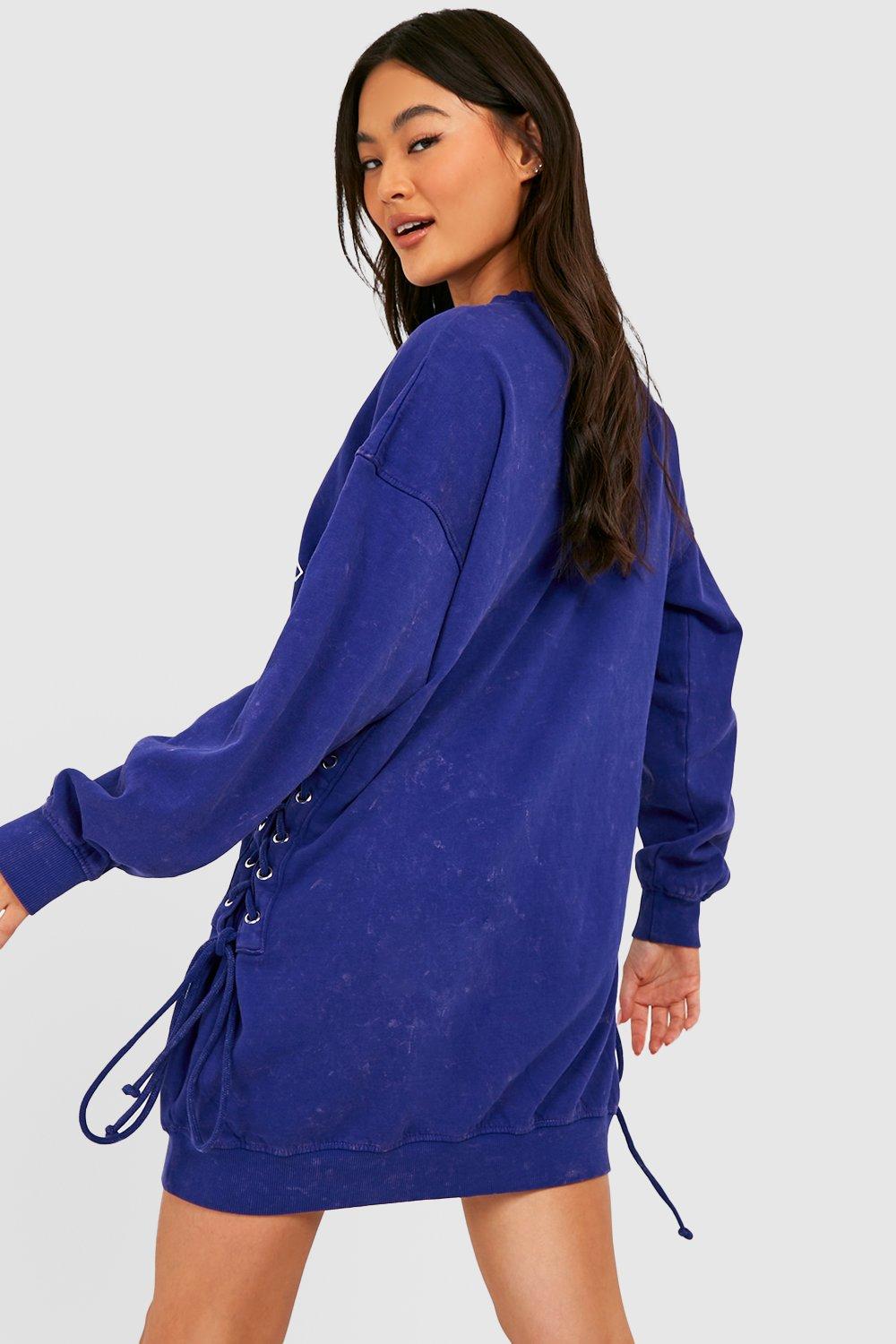 Lace up sweatshirt dress sale