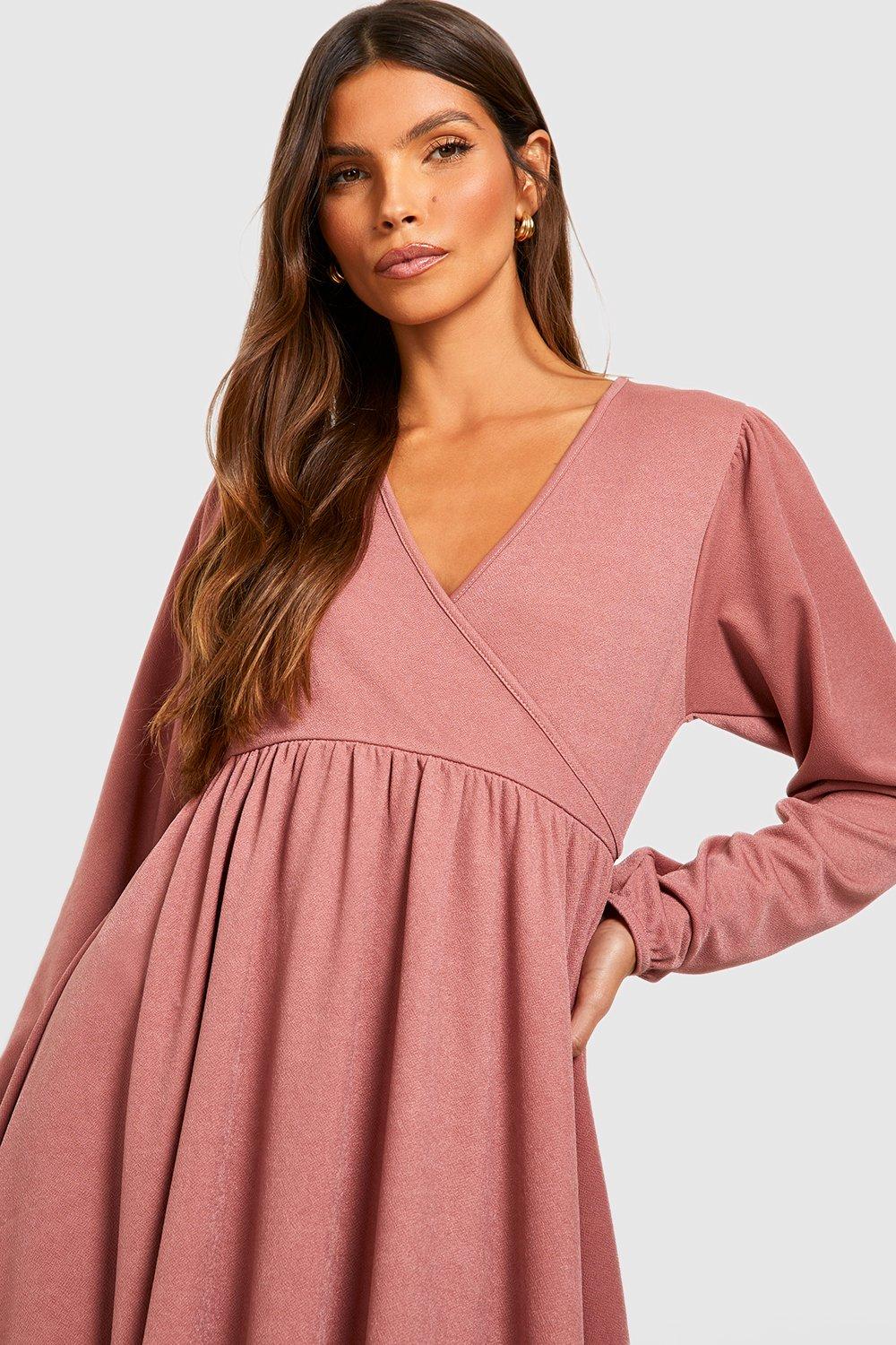 Long Sleeve Wrap Midi Dress boohoo IE