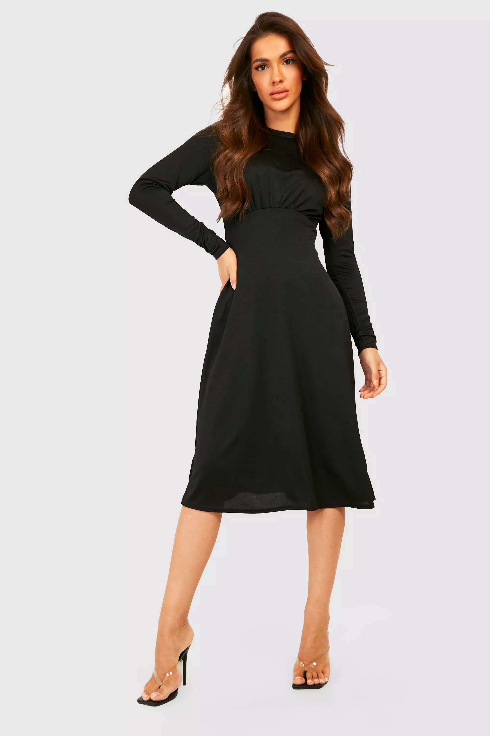 Long sleeve shop midi skater dress