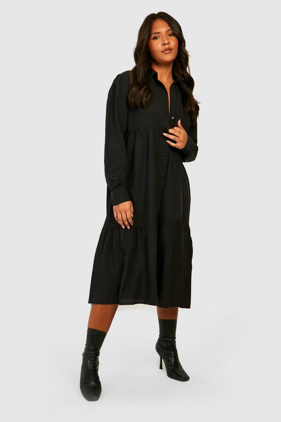 Black Plus Midi Shirt Dress