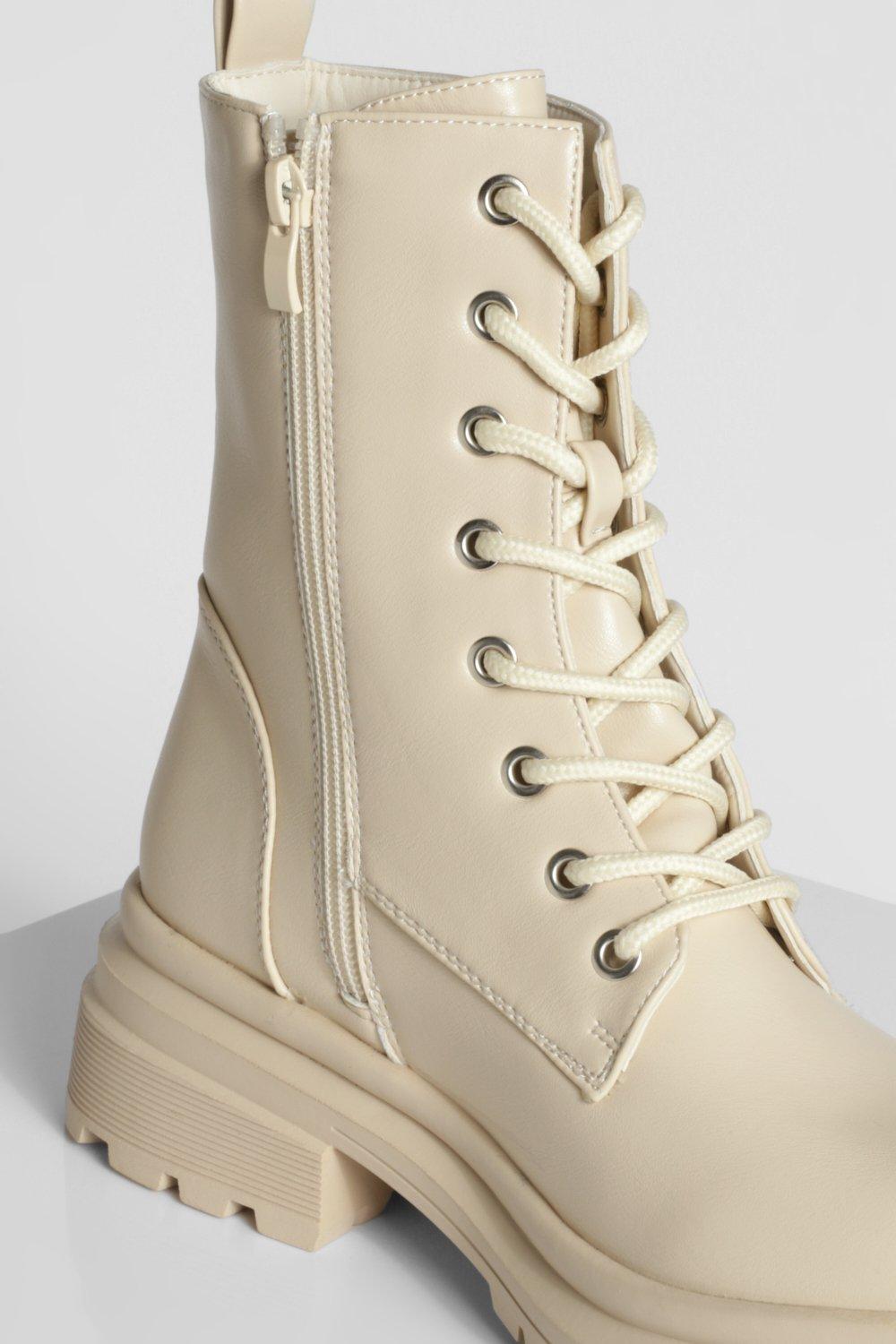 White heeled combat on sale boots