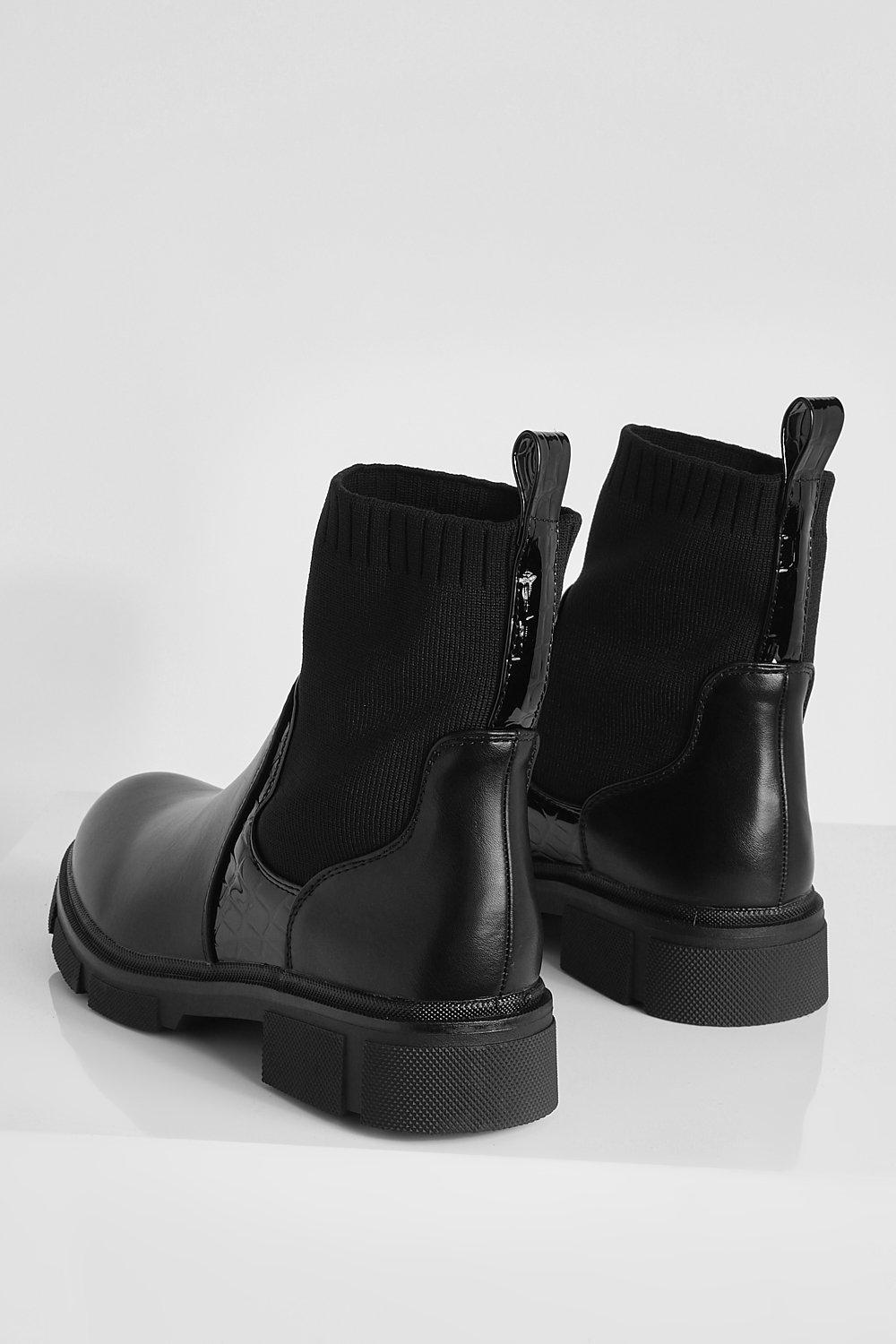 Stretch Sock Detail Chelsea Boots | boohoo