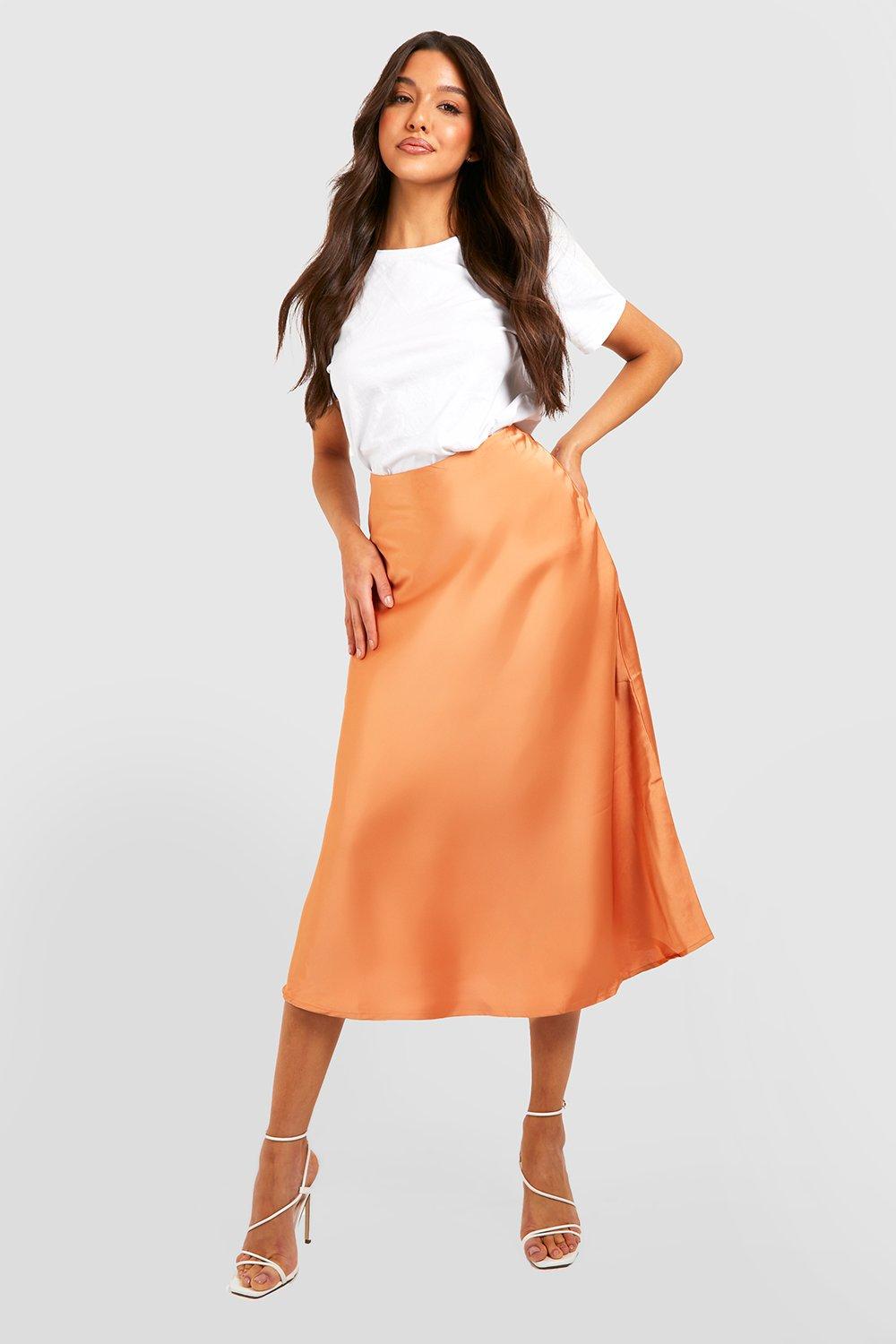 Satin Midi Slip Skirt