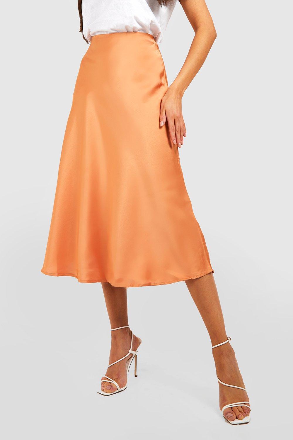 Satin Midi Slip Skirt