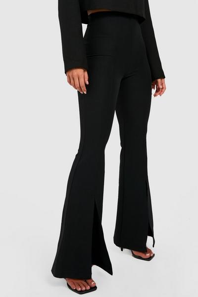 boohoo black Premium High Waisted Flared Trousers