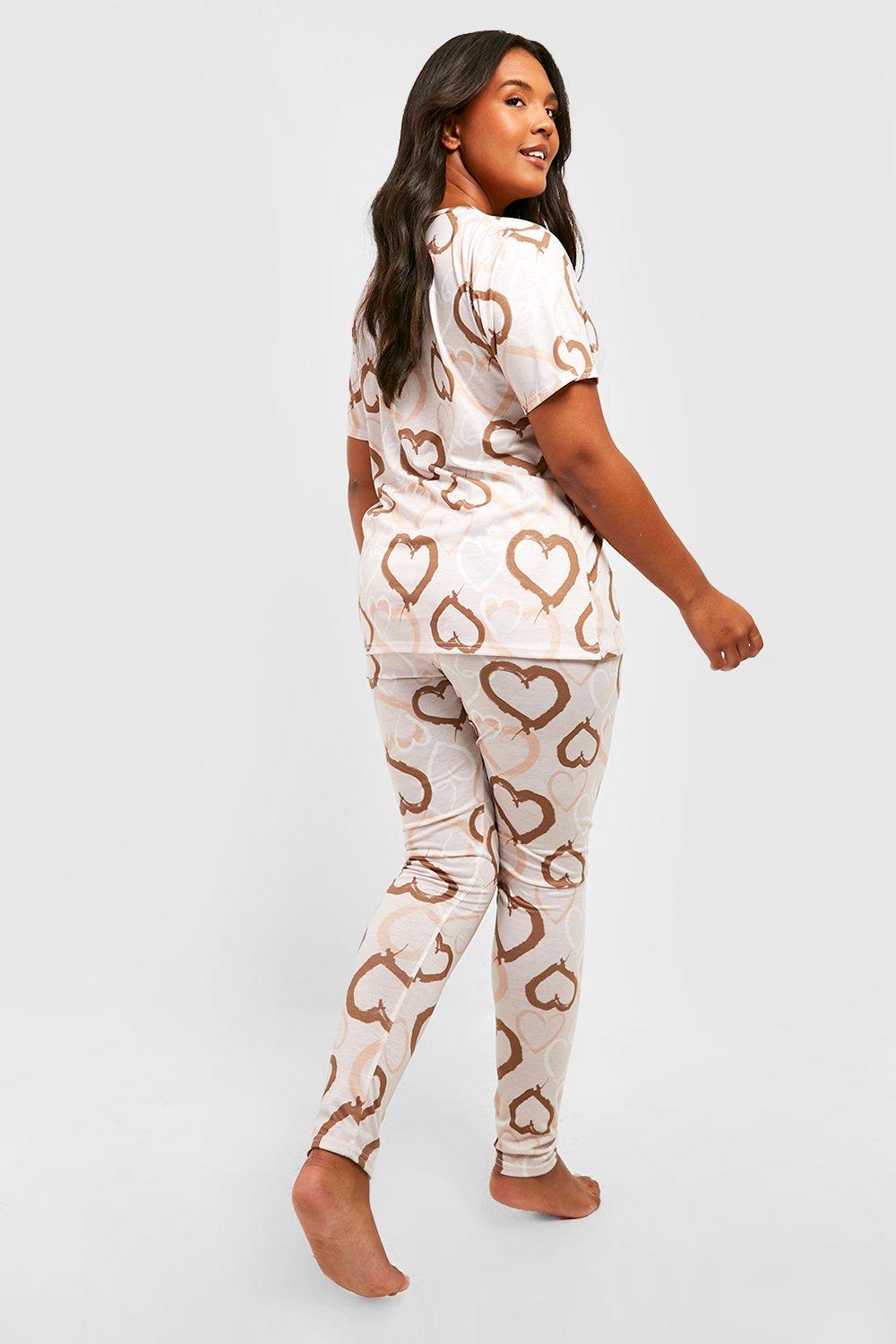 Grey Legging Pyjama Set with Heart Print