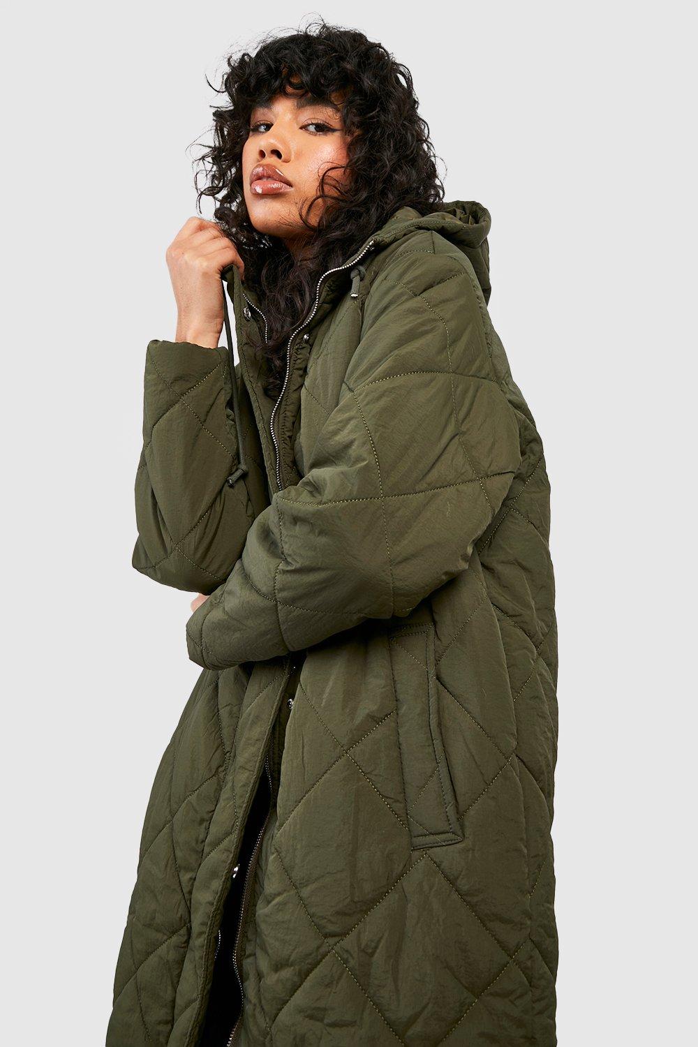 Women's Longline Diamond Quilted Puffer Coat