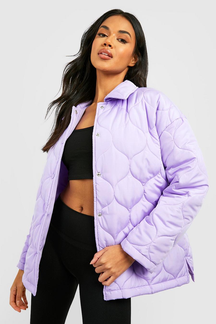 Lilac Wave Quilted Oversized Puffer Jacket image number 1